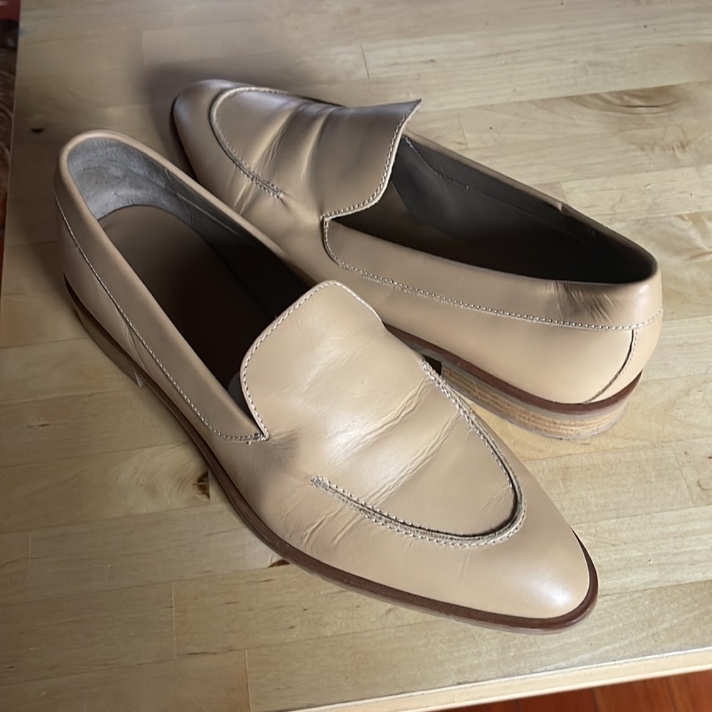 Practically new - worn one time. Classic nude Italian leather loafers.